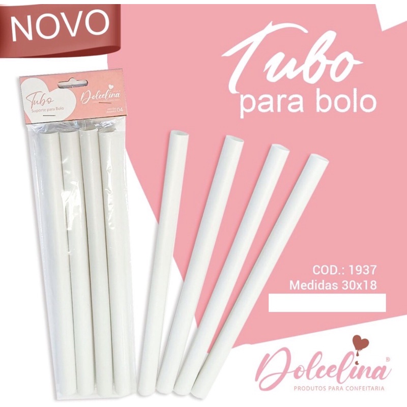Suporte para Bolo em Andares 30cm Recort?vel Branco 1 Suporte Para Bolos Em Andares 30cm Com 4 a 20 Unidades tubo para bolo recortáveis