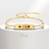 Vnox Nome Personalizado Pulseira De Dupla Camada Para Mulheres , Ouro 18K Corrente De Aço Inoxidável
