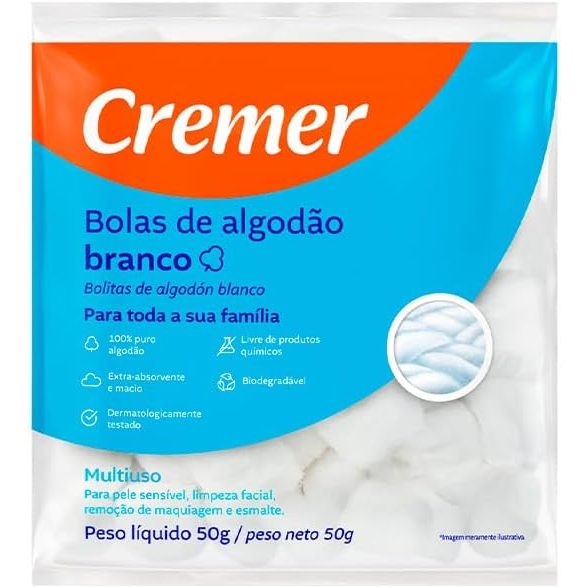 Bolas de Algodão Cremer 50g
