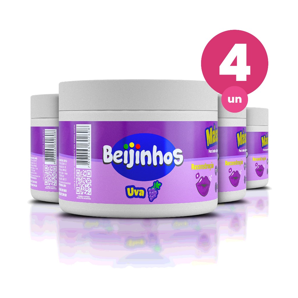 Kit 4 Máscara Beijinhos Uva 300g Belkit