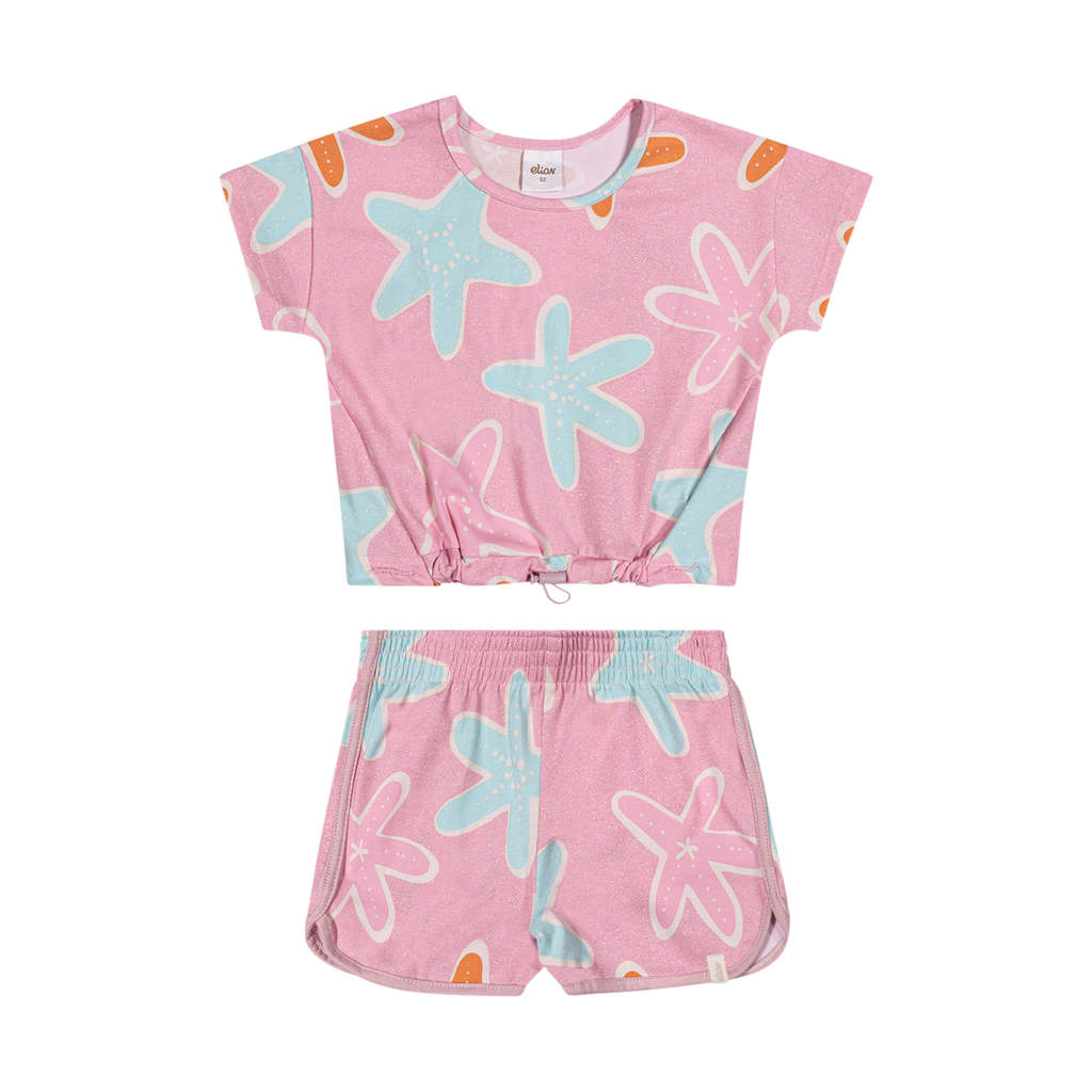 Conjunto Infantil Estrela Mar Elian Rosa