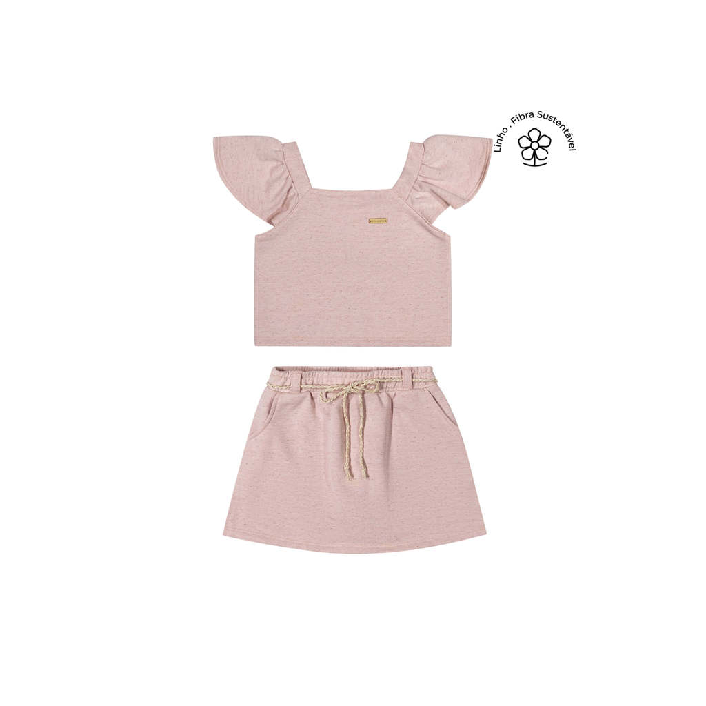 Conjunto Infantil Moletinho Linho Rosa Colorittá