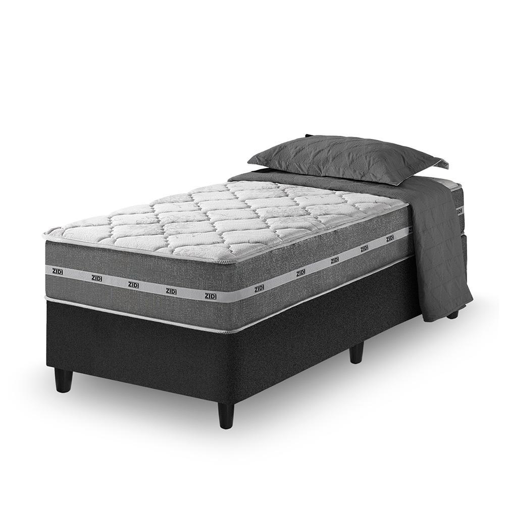 Cama Box Solteiro Preto + Colchão Zidi