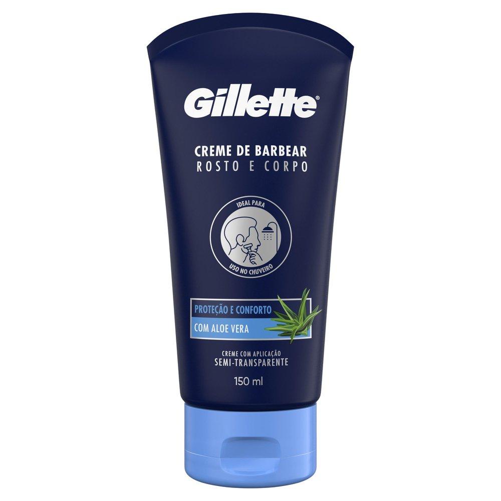 Creme de Barbear Gillette Proteção e Conforto 150ml - Pele Macia e Barbear Rente 1 Creme de Barbear Gillette Proteção e Conforto 150ml