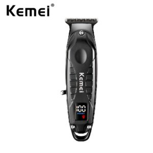 Aparadores De Cabelo Profissionais Sem Fio Kemei Recarregáveis Elétricos Homens Acabamento Máquina De Corte Display LCD Barbeador
