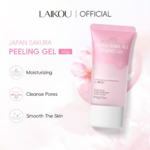 LAIKOU Japão Sakura Esfoliante Facial Remover Pele Morta Limpeza Cravos Pele Suave 60g flores de cerejeira