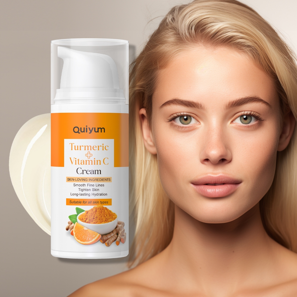 Creme Vitamina C C?rcuma - Pele Radiante 1 QUIYUM Creme De Vitamina C De Cúrcuma Para Apertar A Pele , Manchas Redutoras , Calmante , Hidratação De Longa Duração , Brilho Radiante 30g