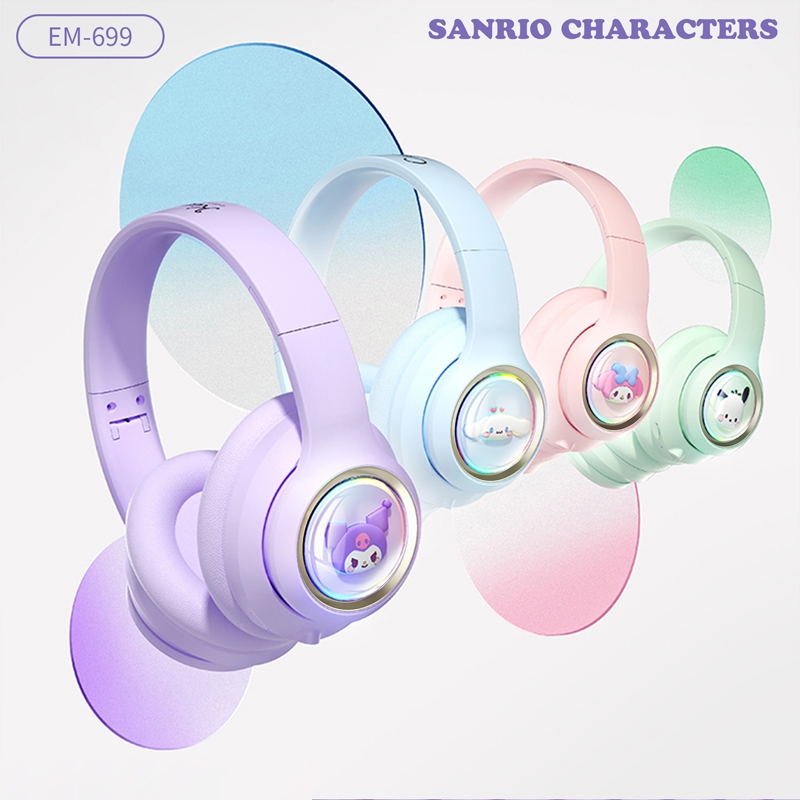 Fone de Ouvido Bluetooth Sanrio EM-699 RGB Sem Fio 1 Fone de Ouvido Bluetooth Sanrio EM-699 RGB Sem Fio