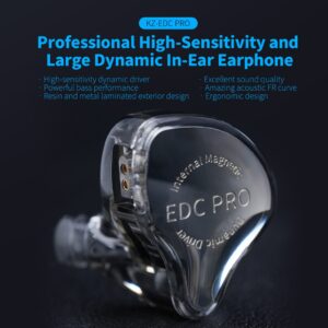 KZ EDC PRO Fones De Ouvido Intra-Auriculares Grande Dinâmico Profissional De Alta Sensibilidade Bass Metal Face Cover Re