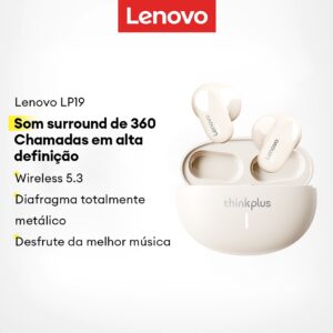 Fone de Ouvido Bluetooth Lenovo LP19 Mini HiFi Noise Cancelling