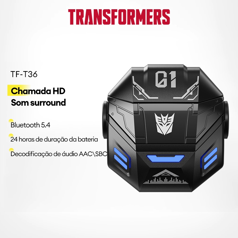 Fone Ouvido Bluetooth Transformers TF-T36 1 Fone de Ouvido Bluetooth Transformers TF-T36 Sem Fio Gamer