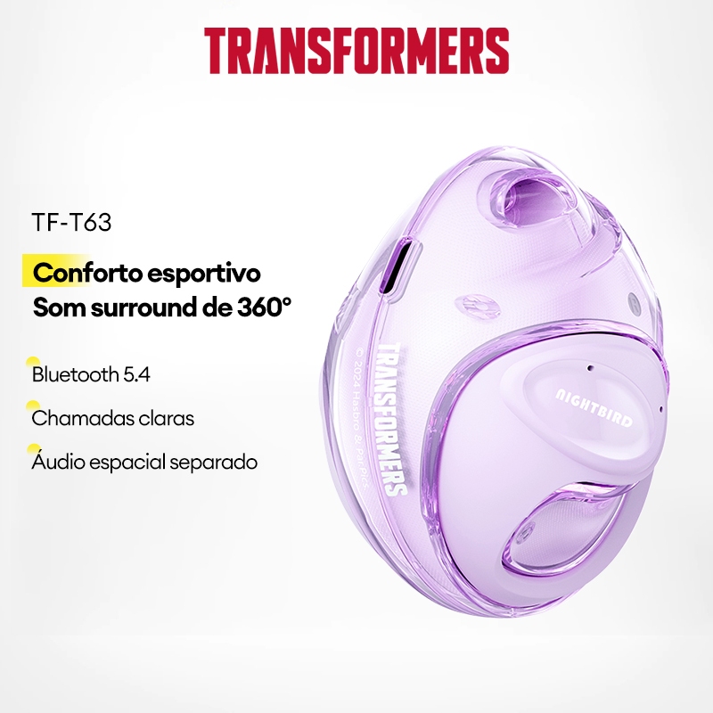 Fone Bluetooth Transformers TF-T63 Estéreo HD - Som Imersivo 1 Fone de Ouvido Bluetooth Transformers TF-T63 Som Surround HD
