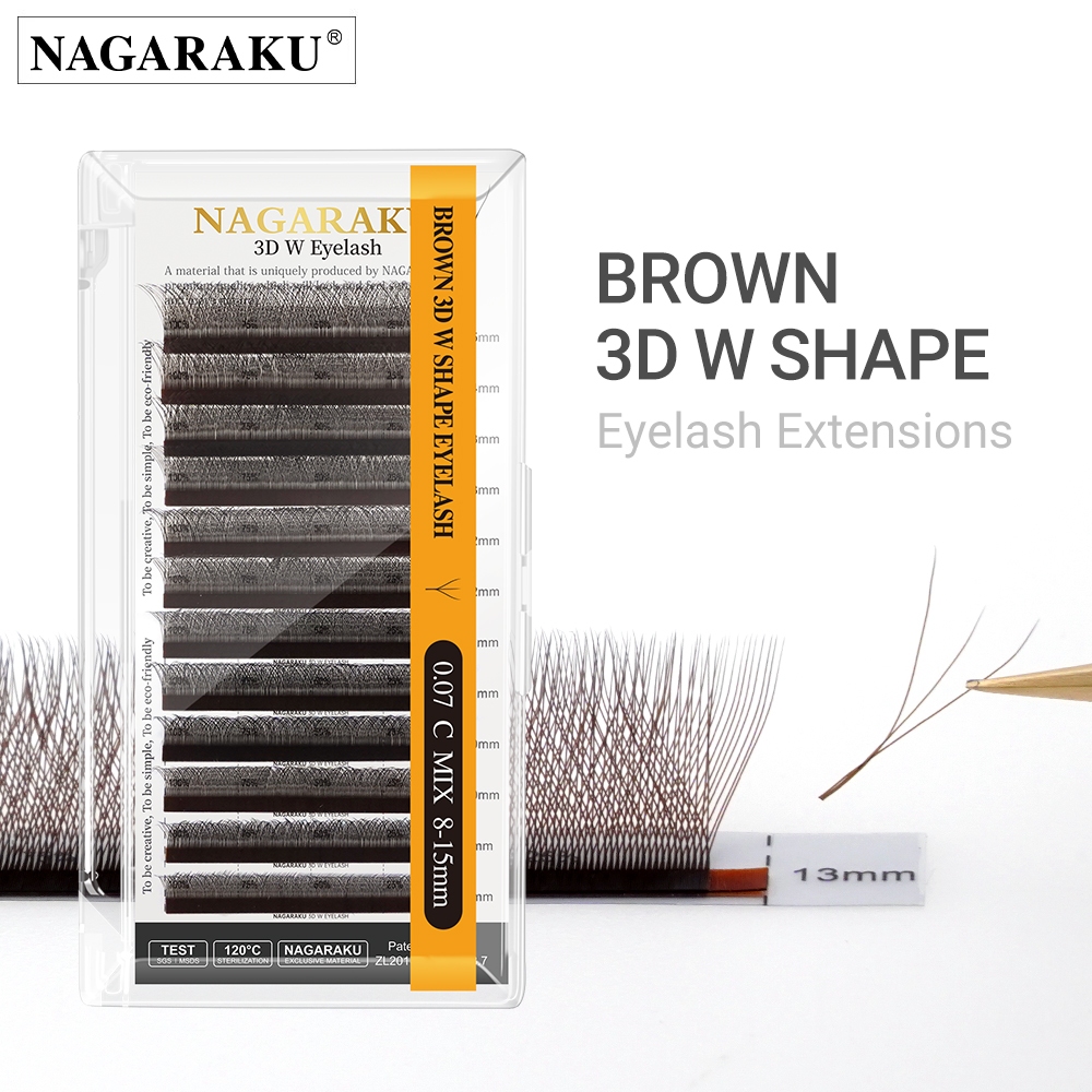 Nagaru Brown Flower Autom?tico W Shape Bloom 3D Premade Ventiladores Extens?es De Pestanas Individuais De Luz Suave 1 NAGARAKU Brown Flower Automático W Shape Bloom 3D Premade Ventiladores Extensões De Pestanas Individuais De Luz Suave