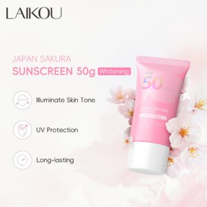 LAIKOU Japão Protetor Solar Sakura-Versão WATERY & WHITENING-SPF50 PA + Para Todos Os Tipos De Pele 50g Hidratação