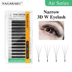 NAGARAKU Estreito W Forma Extensões De Cílios 3D Natural Soft Espaçamento Menor