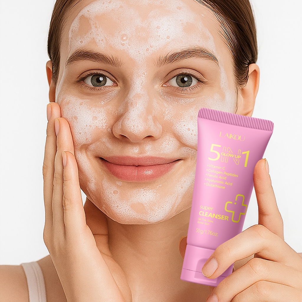 LAIKOU 5 Em 1 Glow Up Super Cleanser - Limpeza Profunda, Pele Radiante 1 LAIKOU 5 Em 1 Glow Up Super Cleanser 50g Limpeza Suave Hidratação Profunda Antioxidação Sem Secagem Excessiva