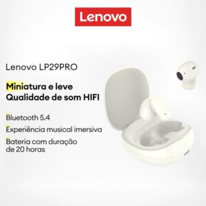 Fone Lenovo LP29PRO TWS Bluetooth HiFi Cancelamento Ruído