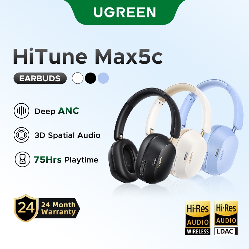 Fone de Ouvido UGREEN Max5C Bluetooth 5.4 ANC Hi-Res 75h 1 Fone de Ouvido UGREEN Max5C Bluetooth 5.4 HiFi ANC