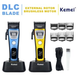 Kemei KM-1911 Máquina De Cortar Cabelo Profissional Para Homens Lâmina DLC Rotor Externo Motor Sem Escova Com Carregador
