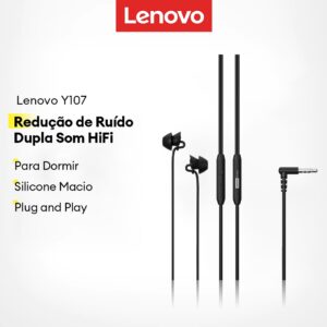 Fone de Ouvido Lenovo Y107 HiFi Intra-Auricular Redução de Ruído