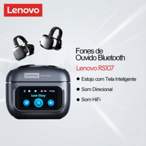 Lenovo RS107: Fone Clip Aberto HiFi Tela Inteligente