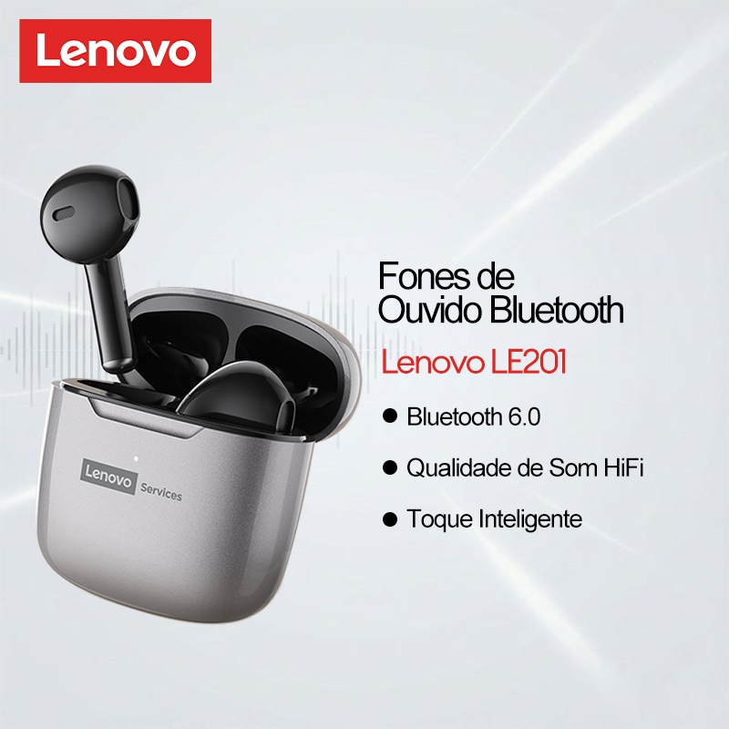 Fone de Ouvido Bluetooth Lenovo LE201 Alta Fidelidade 1 Fone de Ouvido Bluetooth Lenovo LE201 Alta Fidelidade