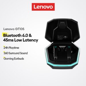 Fones Lenovo GT105: Áudio Gaming Imersivo e Sem Fio