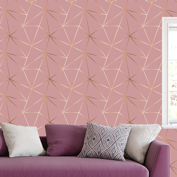 Papel de Parede Geom?trico Gold Carmim Adesivo 3,50m x 0,40m 1 Papel de parede Geométrico Gold Carmim 3,50 mts