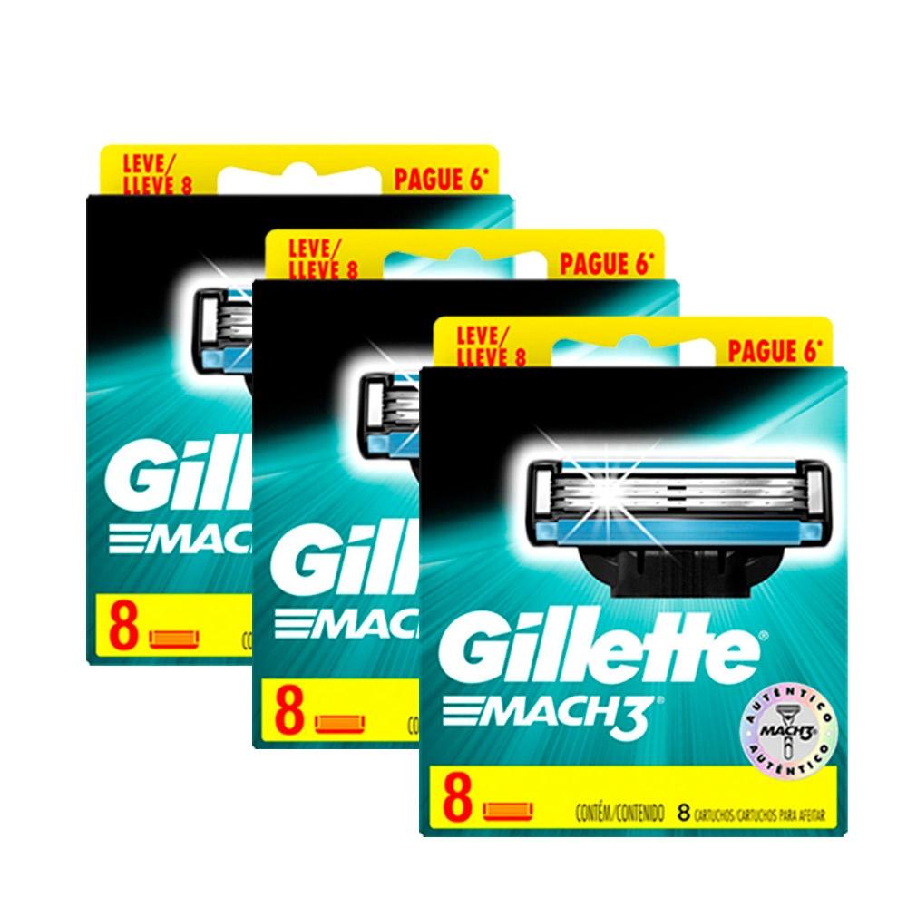 Kit 24 Cargas Gillette Mach3 - Leve 8 Pague 6 1 Kit com 24 Cargas Gillette Mach3 Leve 8 Pague 6
