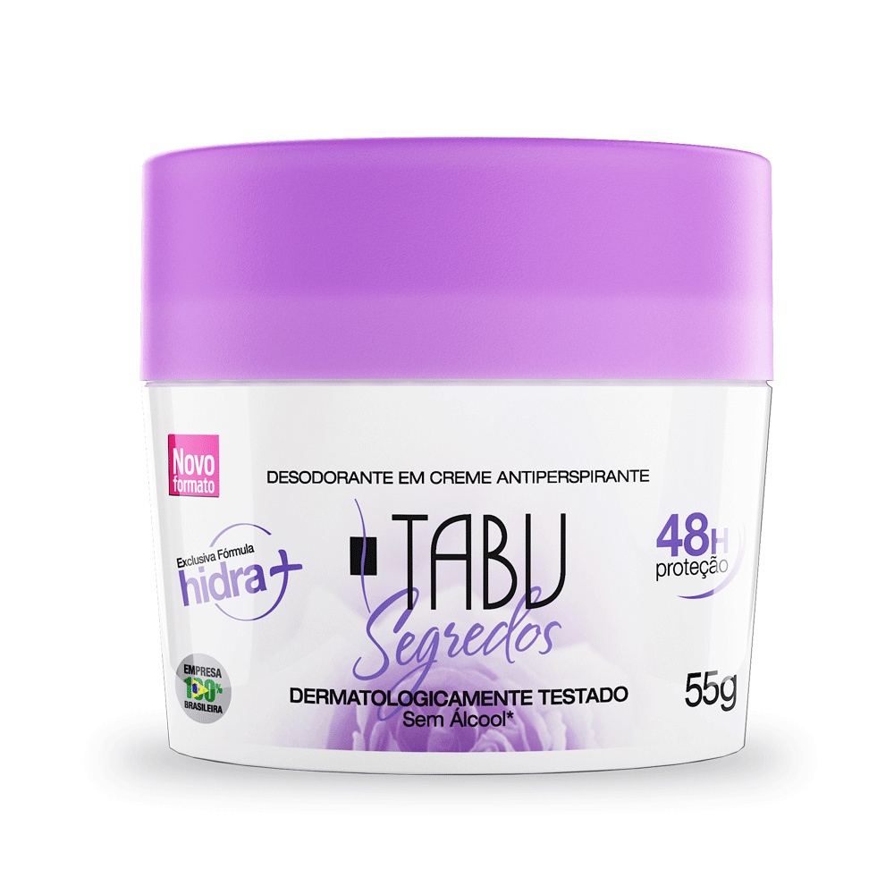 Desodorante Tabu Segredos - 55g | Prote??o e Hidrata??o 1 Desodorante Creme Antitranspirante Tabu Segredos 55G
