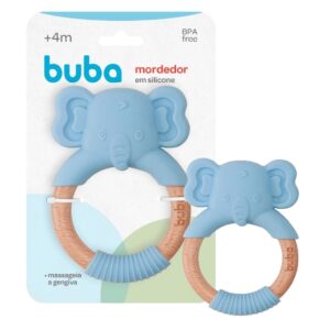 Mordedor Elefantinho Buba Silicone Azul Livre de BPA