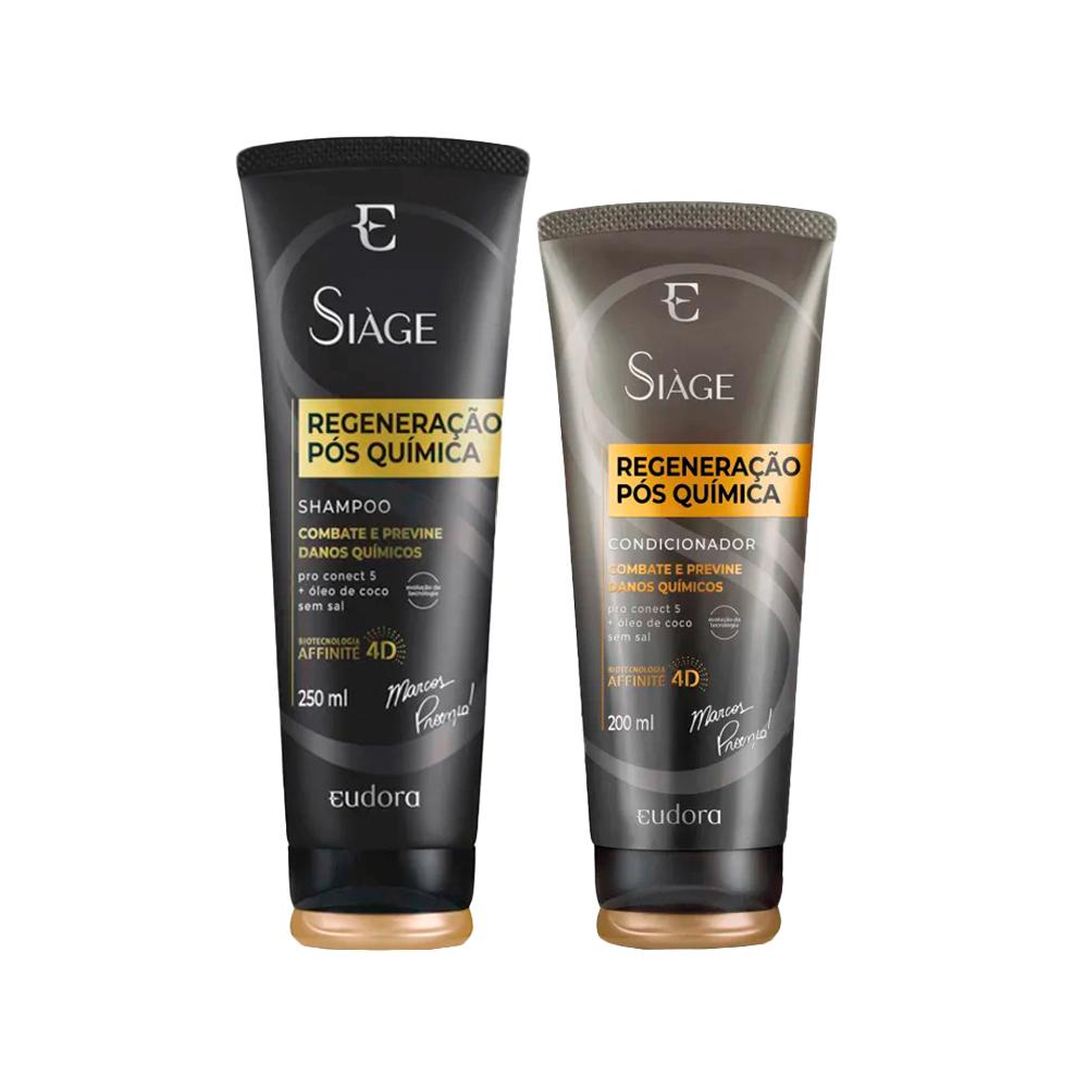 Eudora Si?ge Regenera??o P?s Qu?mica 4D: Brilho e Beleza Natural 1 Kit Eudora Siáge Regeneração Pós Química 4D - Shampoo e Condicionador