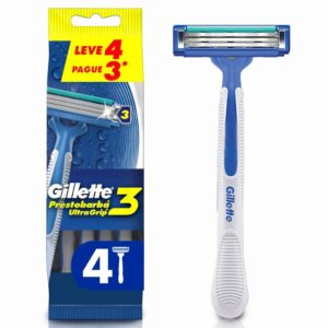 Aparelho de Barbear Descartável Gillette Prestobarba UltraGrip3 - 7 Lâminas, Lubrificante e Fácil de Usar