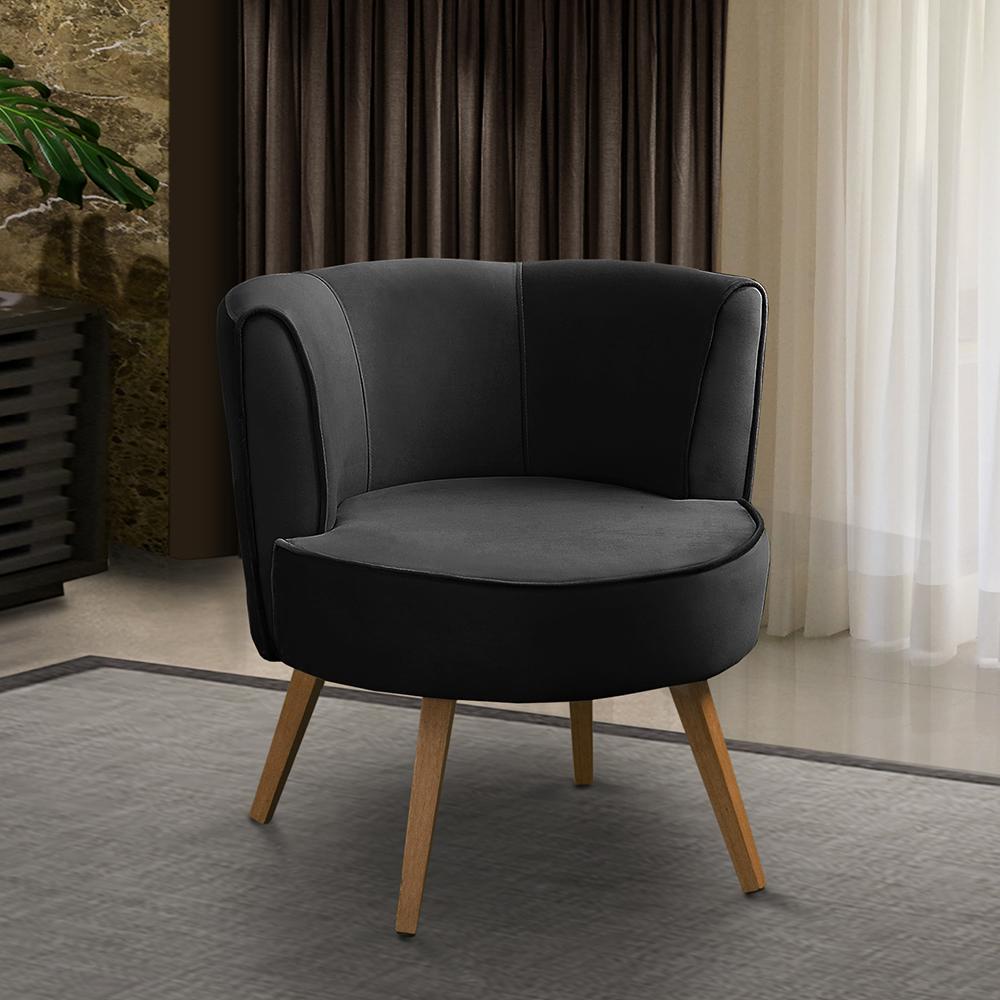 Poltrona Decorativa Isa Suede Preto - Design e Conforto 1 Poltrona Para Sala Decorativa Isa Suede Preto Adonai Estofados