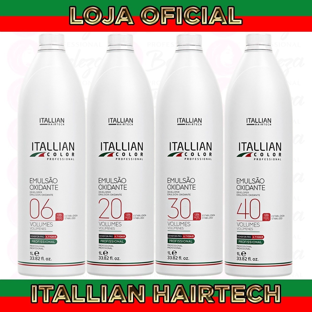 Ox Color Itallian 1L - Revelador Oxidante Vol. 6, 20, 30 e 40 1 Itallian Ox Color 1l -4 Produto(vol 06,20,30 E 40)