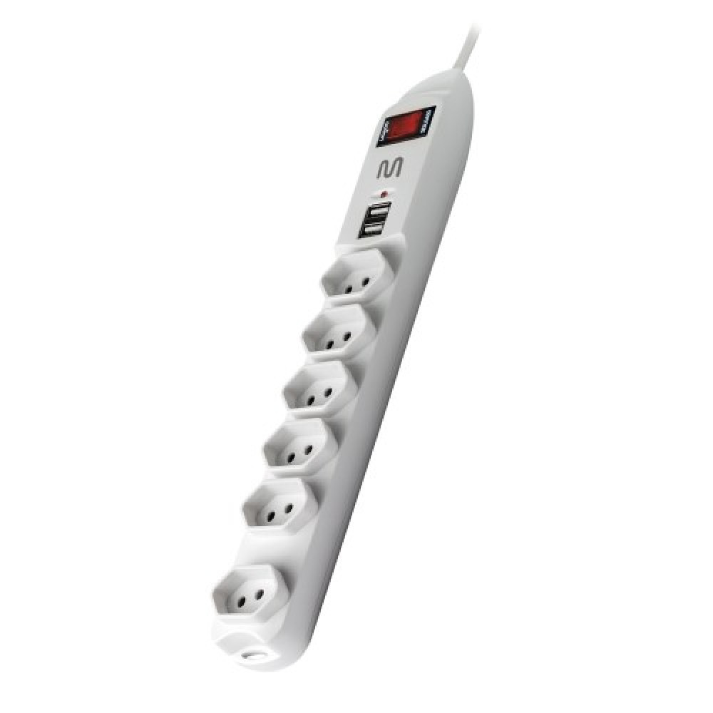 Filtro de Linha Multilaser 6 Tomadas e 2 USB WI251 Bivolt 1 Filtro de Linha com 6 Tomadas e 2 Entradas Usb Multilaser - WI251