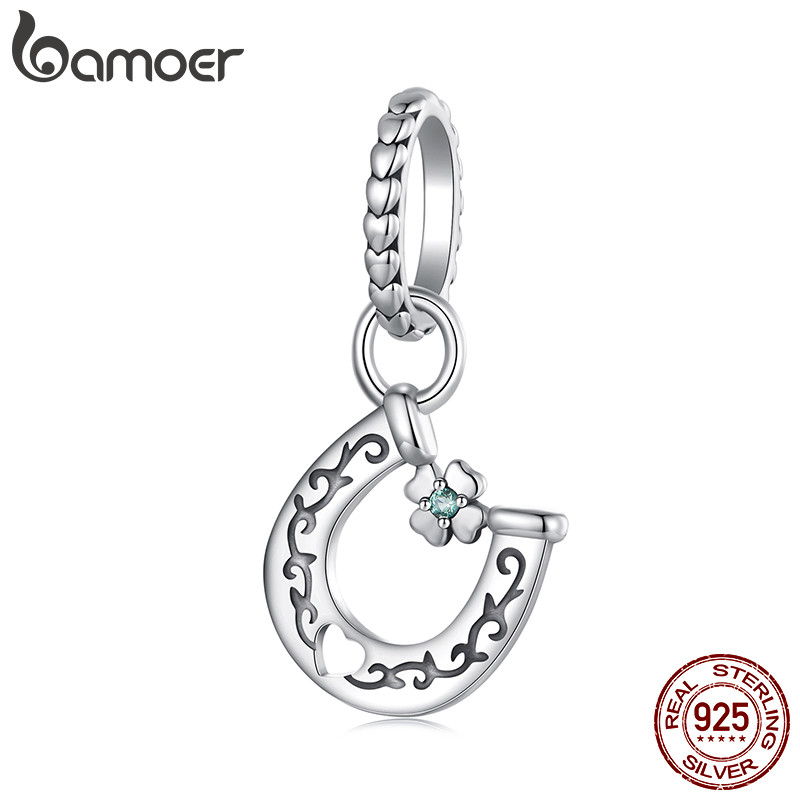 Pingente Ferradura Bamoer em Prata 925 - Eleg?ncia Feminina 1 Bamoer 925 Prata Esterlina Pingente Ferradura Pulseira Acessórios Femininos