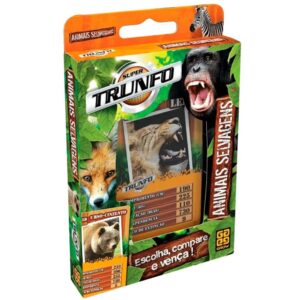 SUPER TRUNFO ANIMAIS SELVAGENS 32 CARTAS GROW BICHO ANIMAL NATUREZA LEÃO TIGRE LOBO BALEIA ZOO JOGO