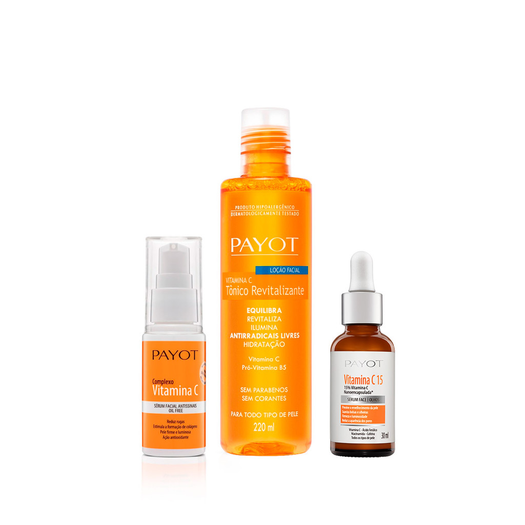 Kit Payot Vitamina C: T?nico, S?rum Complexo e C15 1 Kit Tônico Facial + Sérum Complexo + Sérum C15 Vitamina C Payot