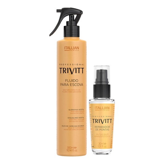 Kit Fluido Para Escova 300ml Trivitt - Repara??o de Pontas, Brilho e Maciez 1 Kit Fluido Para Escova 300ml Trivitt - Reparação de Pontas, Brilho e Maciez