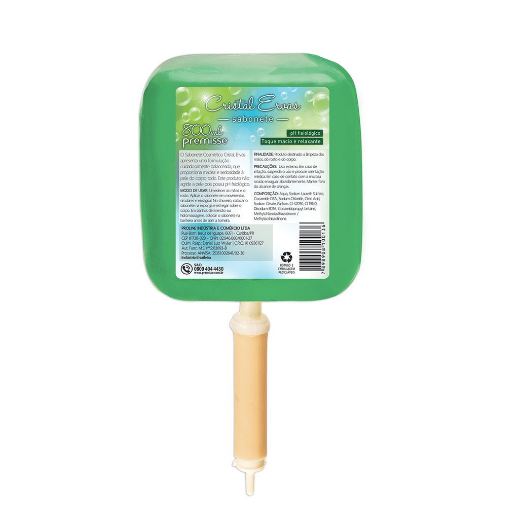 Sabonete L?quido Cristal Ervas Refil 800ml - Premisse 1 Sabonete Líquido Refil Cristal Ervas 800ml Premisse