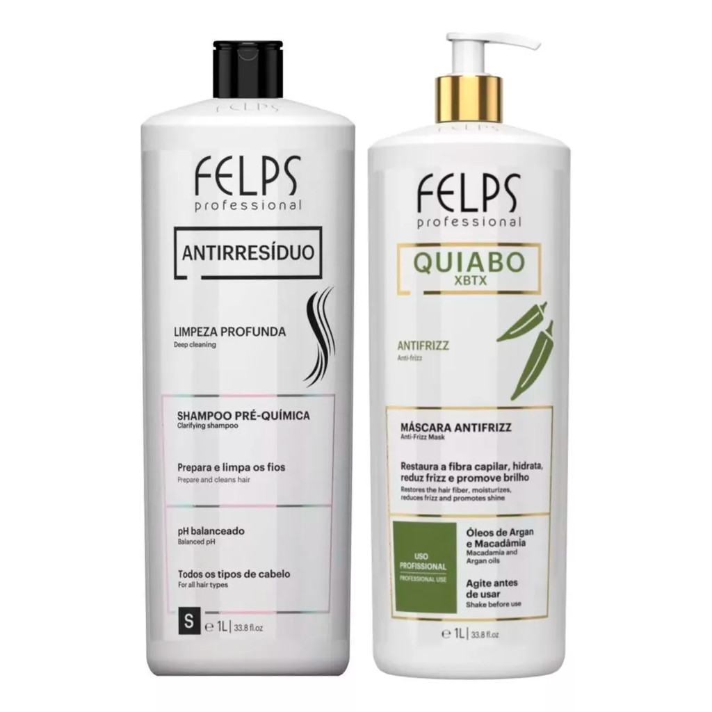 Kit Felps Antirres?duo e Selante - Liso e Brilho 1 Felps Máscara Antifrizz 1L e Antirresíduo 1L
