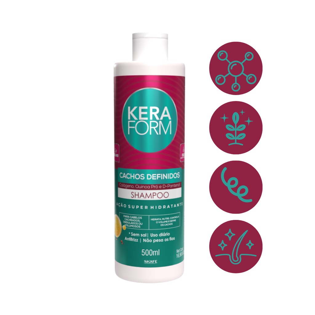 Shampoo Cachos Definidos Keraform 500ml 1 SHAMPOO KERAFORM CACHOS DEFINIDOS 500ML