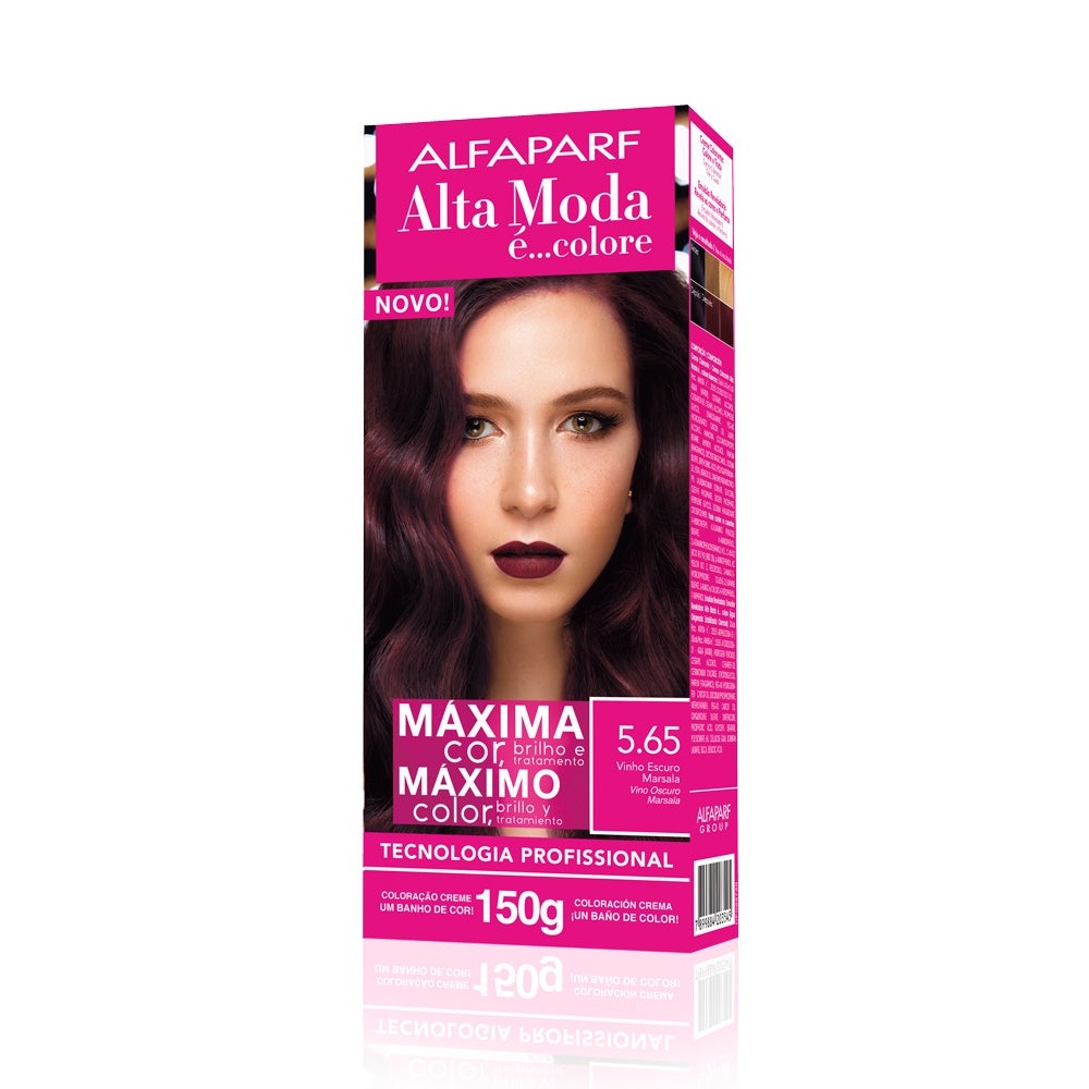 Tintura Vinho Escuro Marsala Alta Moda 5.65 - Cabelos Radiantes 1 Tintura Alta Moda 5.65 Vinho Escuro Marsala