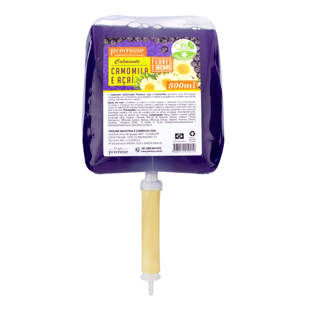 Sabonete L?quido A?a? Camomila 800ml Refil 1 Sabonete Líquido Refil Açaí e Camomila 800ml Premisse