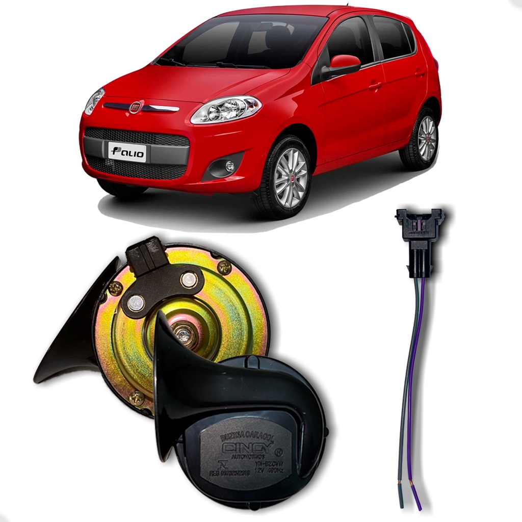Buzina Caracol Cinoy 12V para Fiat com Chicote Adaptador 1 Buzina Tipo Caracol Fiat Universal 12 Volts Cinoy + Chicote Plug Adaptador Carro P/ Buzina