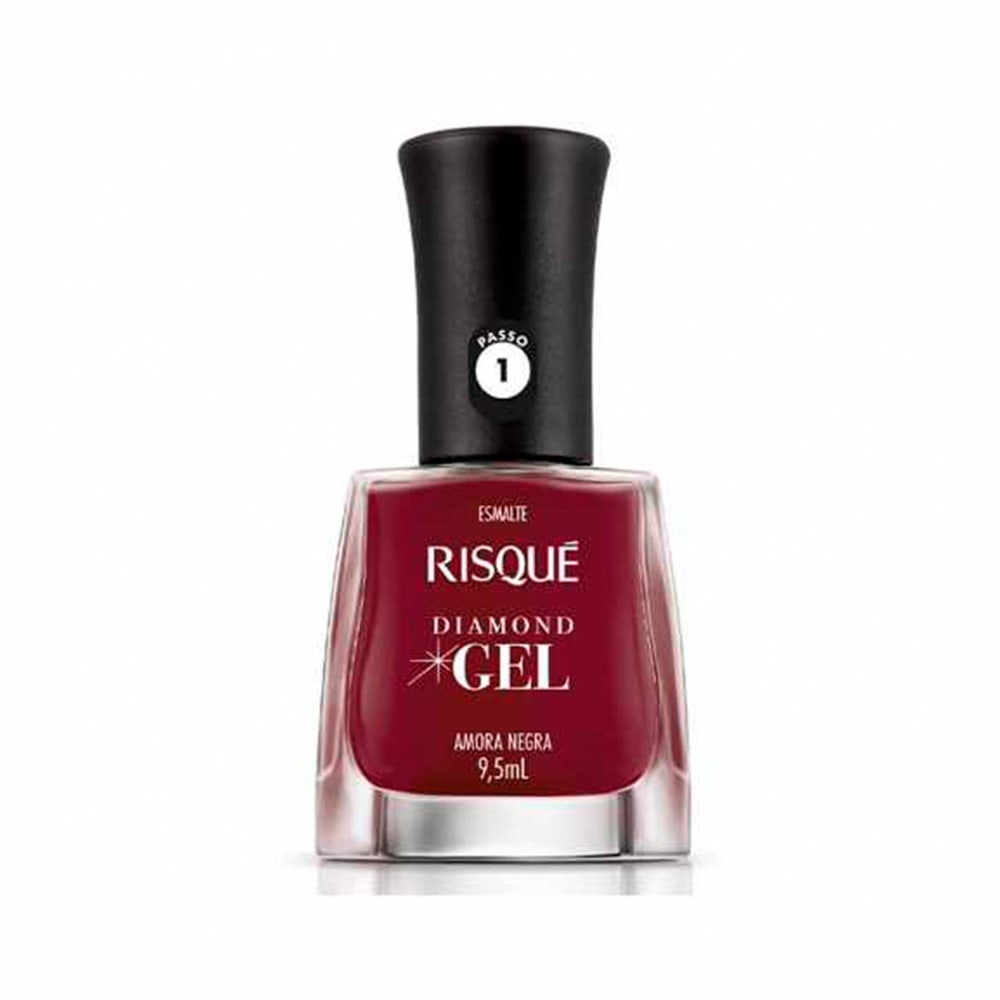 Esmalte Risqu? Diamond Gel Amora Negra - Alto Brilho e Durabilidade 1 Esmalte Risqué Diamond Gel Cremoso Amora Negra