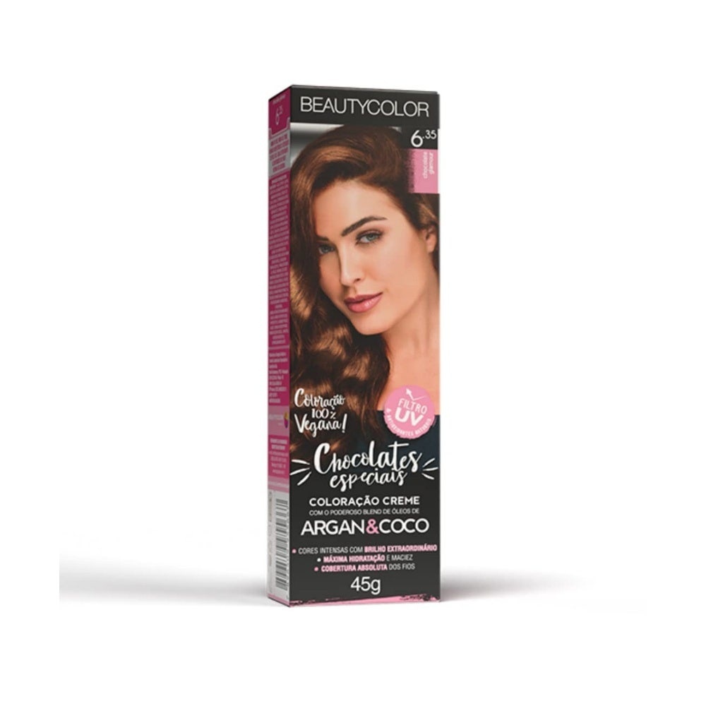 Tintura Beauty Color 6.35 Marrom Glamour - Cabelos Radiantes 1 Tintura Beauty Color 6.35 Marrom Glamour