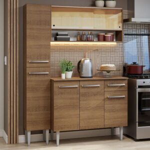 Armário de Cozinha Compacta 137cm Rustic Emilly Madesa 09