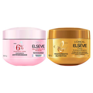 MÁSCARA GLYCOLIC GLOSS + MÁSCARA EXTRAORDINÁRIO ELSEVE 300G